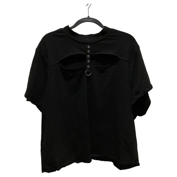 HOT TOPIC Grommet & D-Ring Strap Mock Neck Cutout Girls Crop T-Shirt Size 5X Jr - Picture 3 of 7